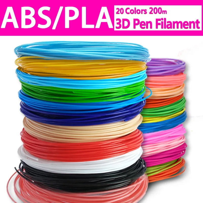 

20 Colors 200 Meter 1.75MM PLA 3D Printing Pen Filament Refills,20 Rolls 3D Print Drawing Pen Filament Supplies Birthday Gifts