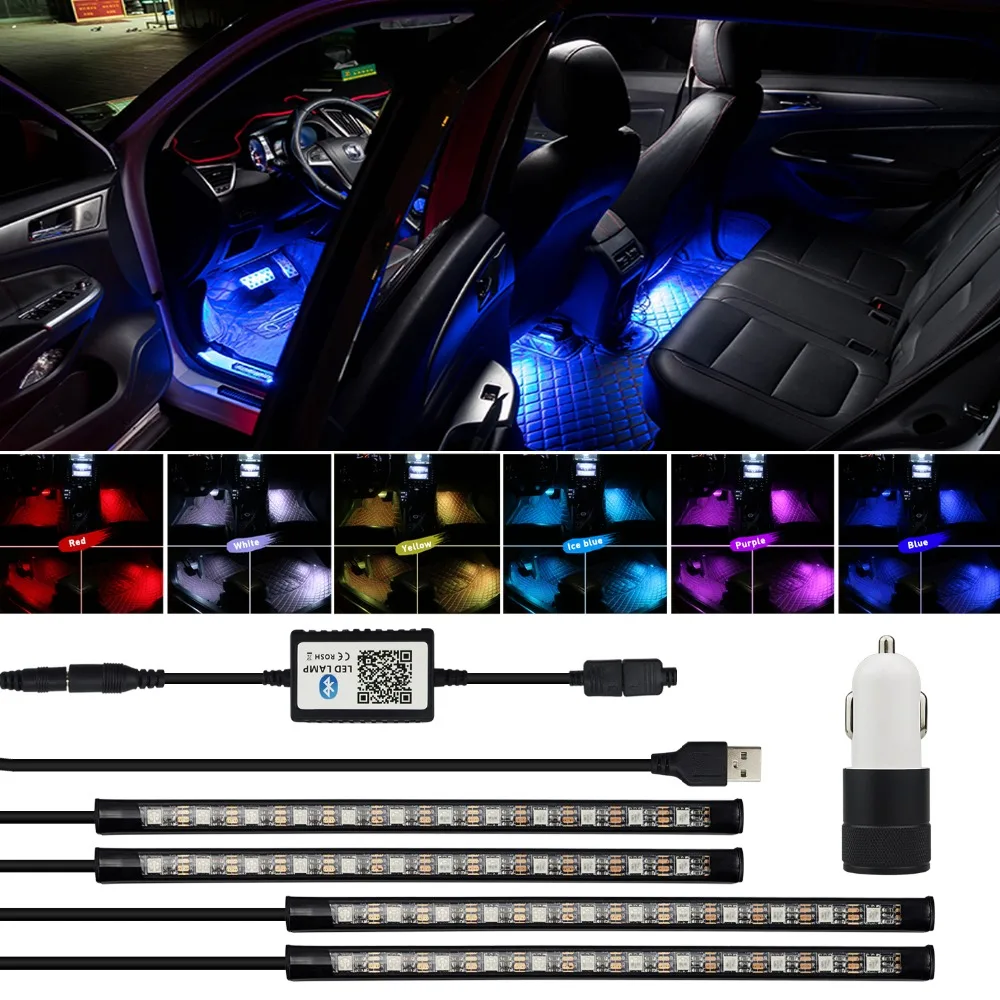 

RGB Remote Control LED Strips Car Decorative Atmosphere Lamp For Audi A6 C6 C5 A4 B6 B8 B7 A3 8P 8V A7 A8 A5 Q5 Q7 80 TT S line