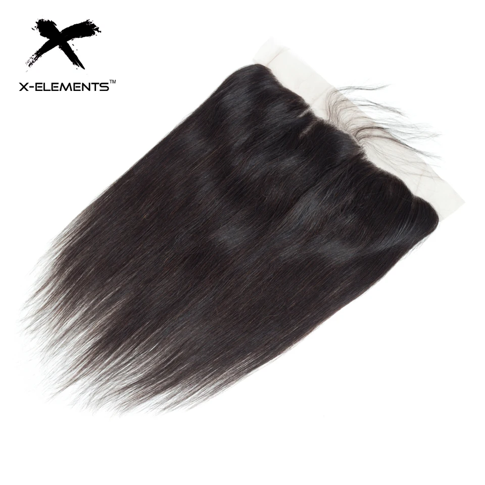 X-Elements Peruvian Straight Hair Bundles with Frontal Natural Color Non Remy Human Hair Weave with 13x4 Lace Frontal (7)