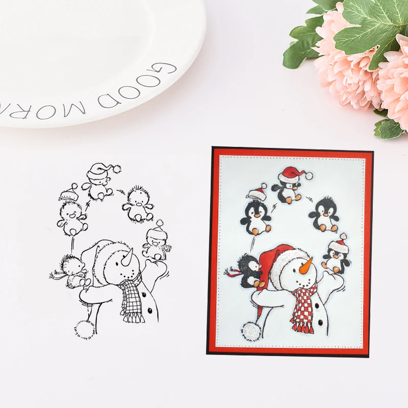 NEW snowman Transparent Clear Stamps for DIY Scrapbooking/Card Making/Kids Christmas Fun Decoration Supplies