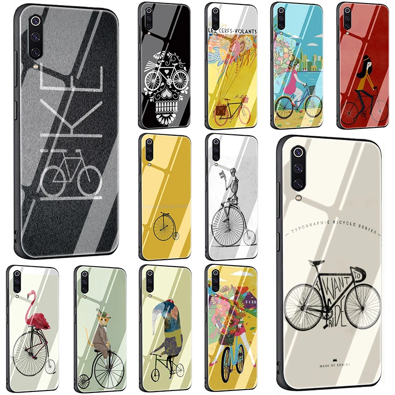 

BIKE CYCLING Tempered Glass Phone case for Xiaomi 5X 6X 8 Lite 9 A1 A2 F1 Redmi 4X 6A Note 5 6 7 Pro