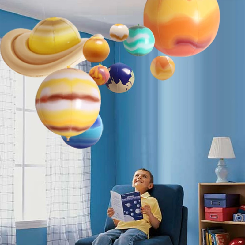 Us 49 89 15 Off 10pcs Set Solar Galaxy Teaching Model Balls Charm Simulation Nine Planets In Solar System Children Blow Up Inflatable Toy In Toy