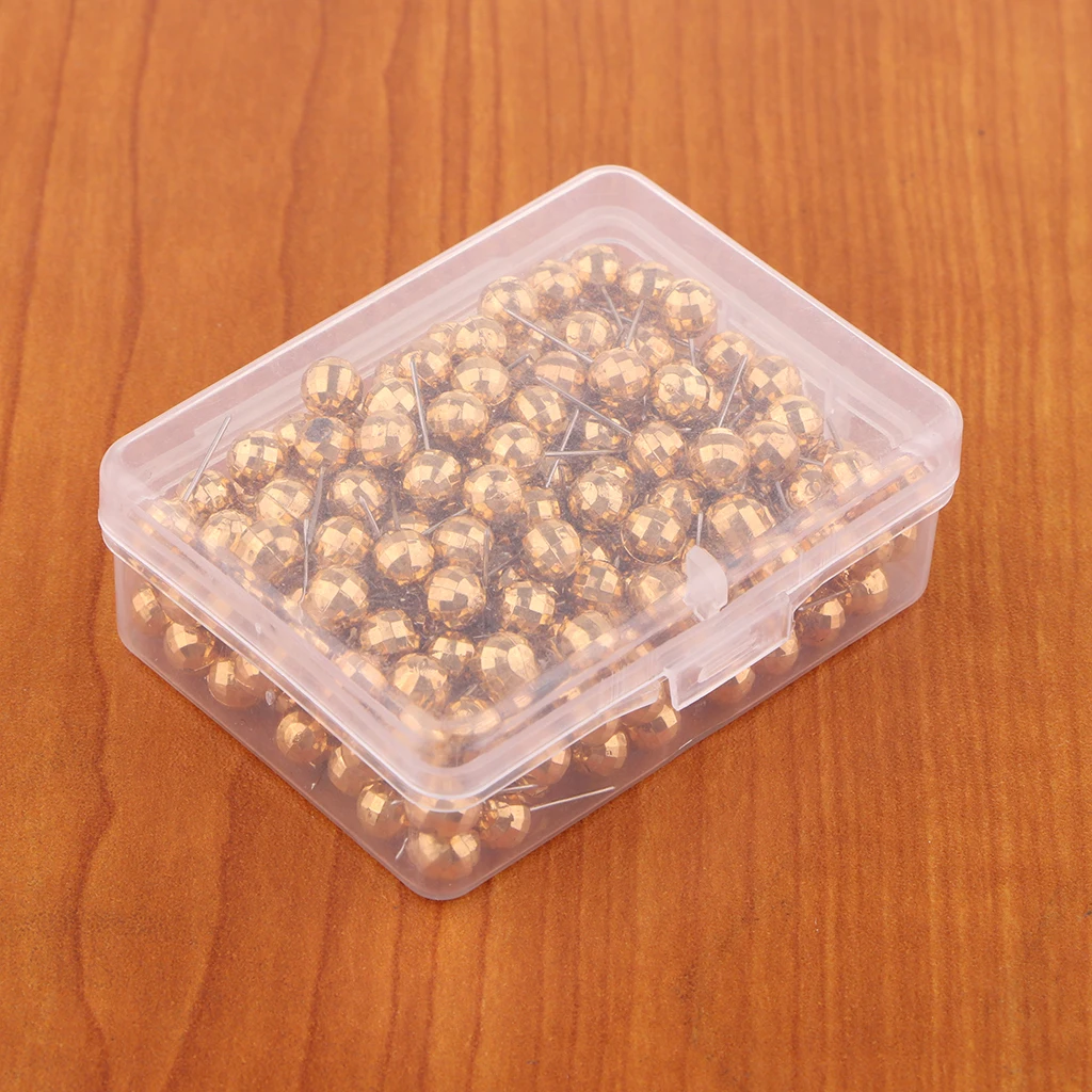 100/200 Push Pin Drawing Pins Metallic Ball Head Cork Board Map Office Thumb Unique Decorative Impact On DIY Projects