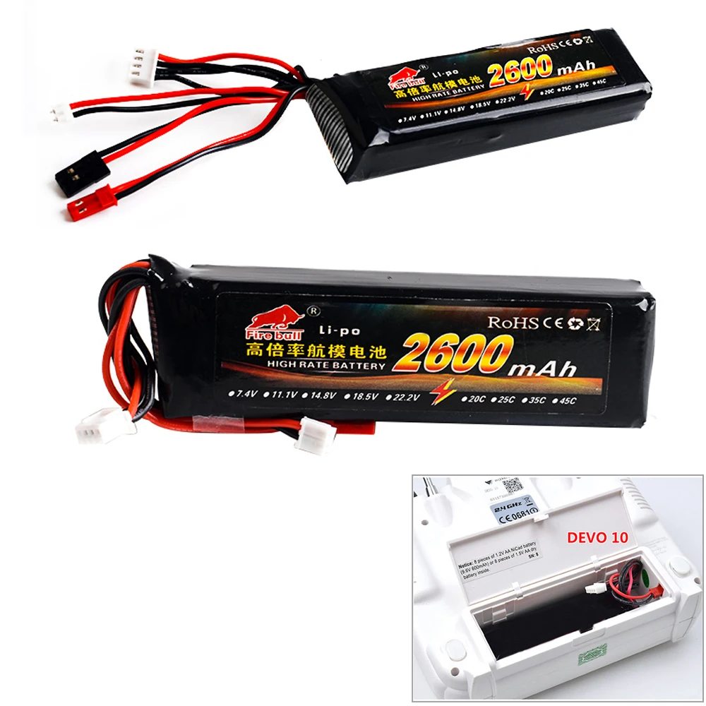 1 шт. 11,1 В 2600 мАч 8C 3S Li-Poly RC аккумулятор для Walkera DEVO 7 DEVO 10 DEVO12E F12E WFLY9 RadioLink AT9 AT10 передатчик