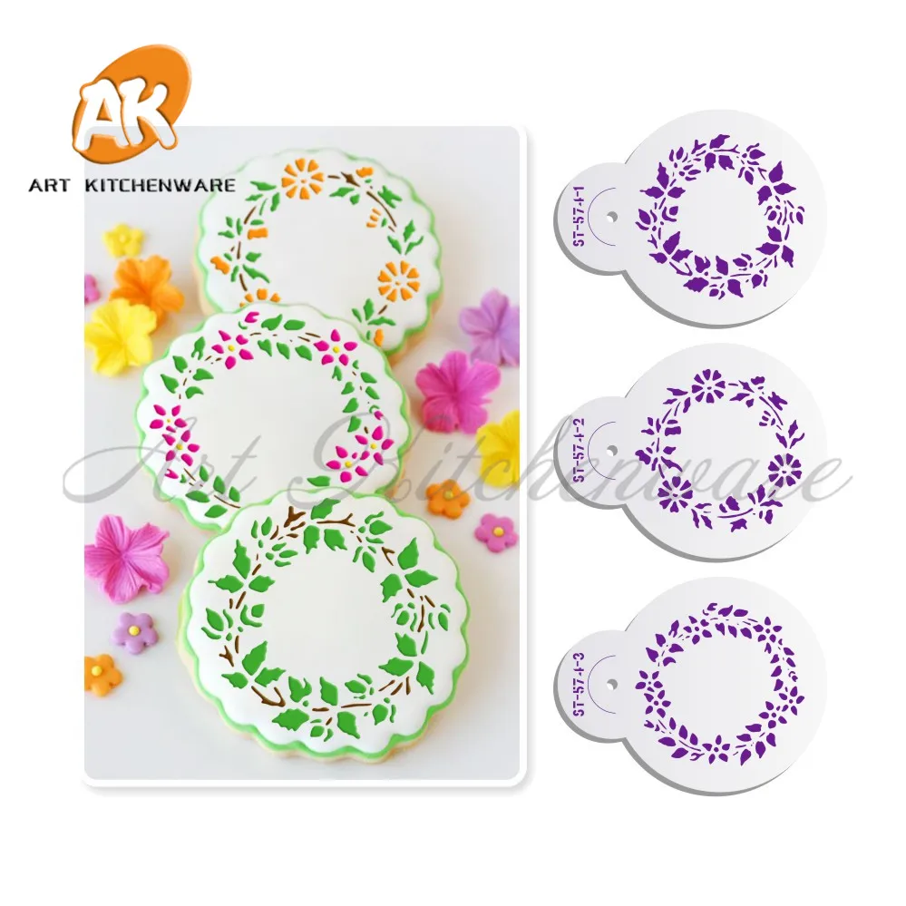 

Flower Chain Cookie Stencil Set,Floral Cake Stencil,Fondant Cake Decorating Tool,Flower Cake Tool kit Cake Decorating,Sugar Tool