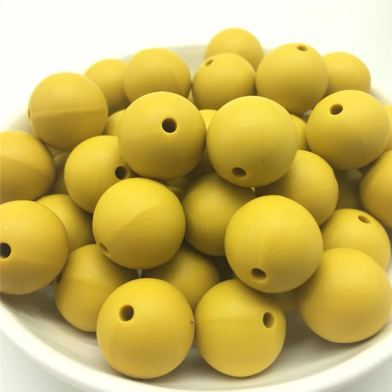 10 шт горчично-желтые свободные силиконовые шарики 9-19 мм для прорезывания зубов, ожерелья, Детские Бусы для жевания зубов, свободные бусины BPA