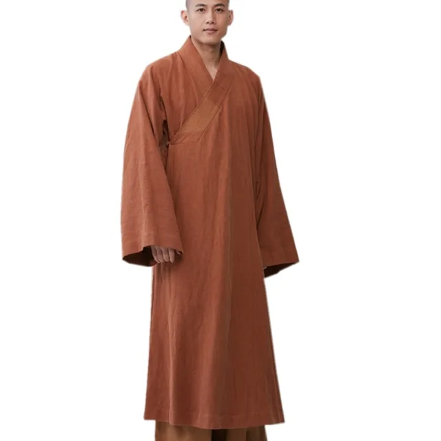 ZanYing Men Meditation Monk Robe Brown Buddhist Gown Casual ZYS330in