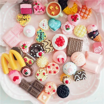 

100 Pieces Slime Charms Cake Chocolate Sweets Resin Flatback Slime Accessories Beads Making Supplies for DIY Scrapbooking Crafts