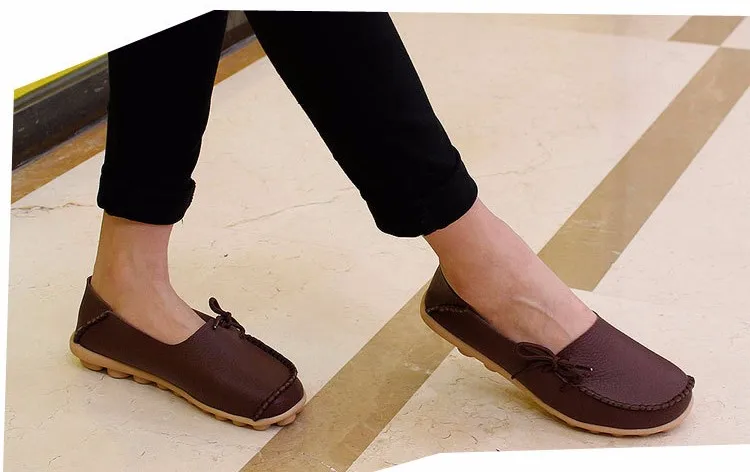2016 New Real Leather Woman Flats Moccasins Mother Loafers Lacing Female Driving Casual Shoes In 16 Colors Size 34-44 ST179 (23)