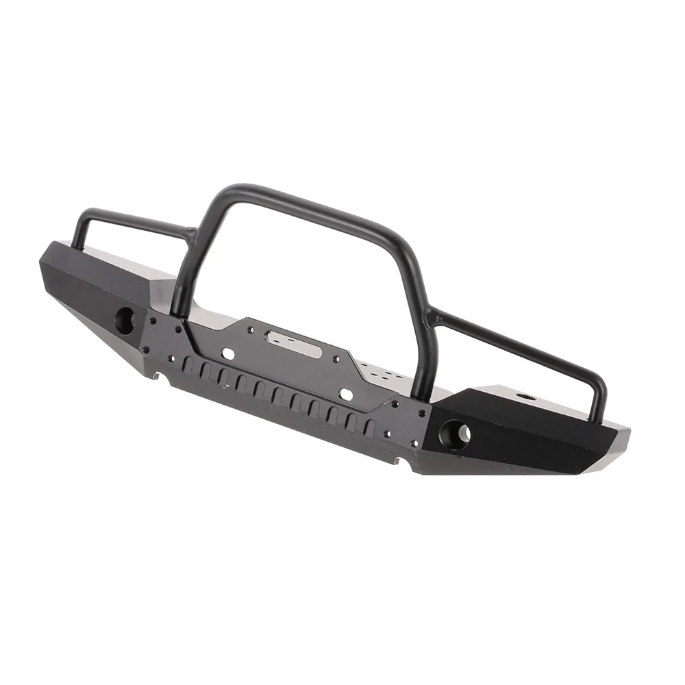 RC Car Metal Front Bumper with 2 LED Light Lamp for Traxxas TRX-4 SCX10II 90046 110 RC Crawler Remote Control Car Toys Parts (1)