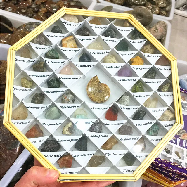 Cheap Natural Rough Stone Specimen Fossil Mixed Box Crystal Original Specimen Mineral Collection