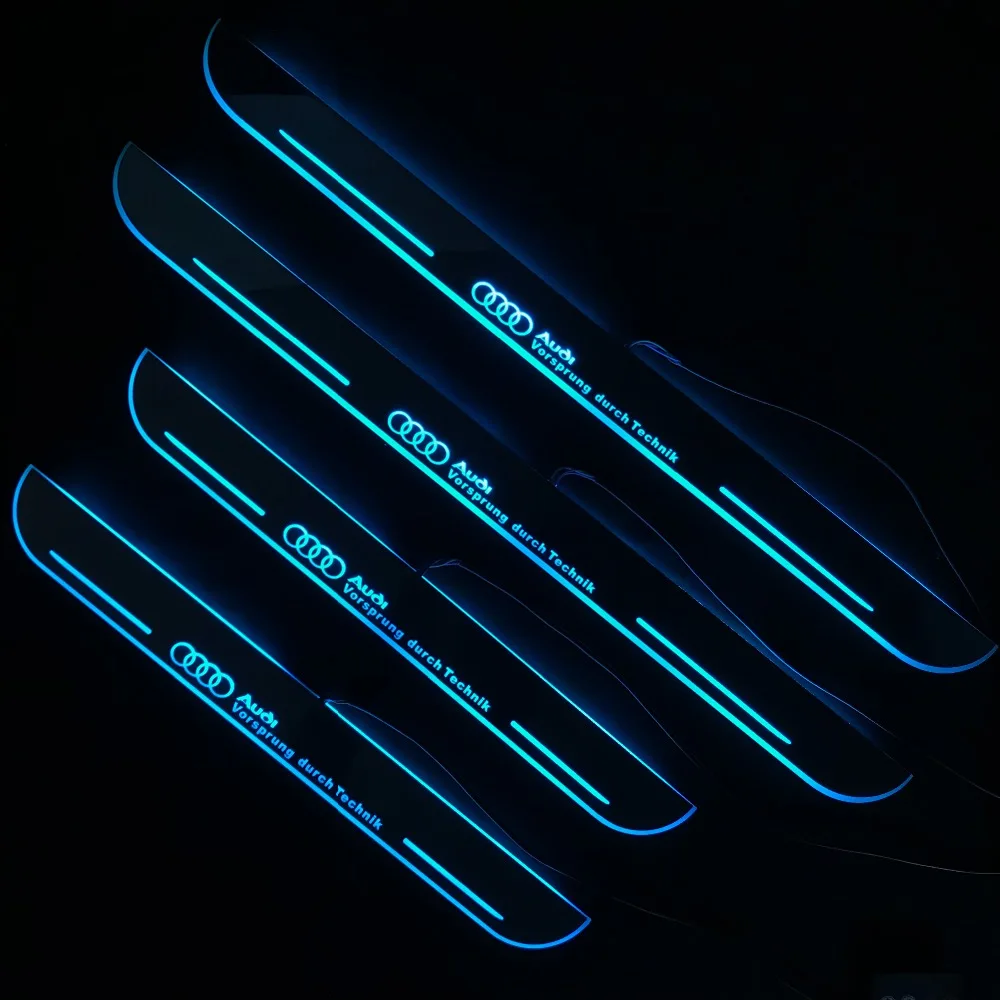 

RQXR led door sill plate for Audi dynamic door scuff welcome lights flat lining overlay Car accessories