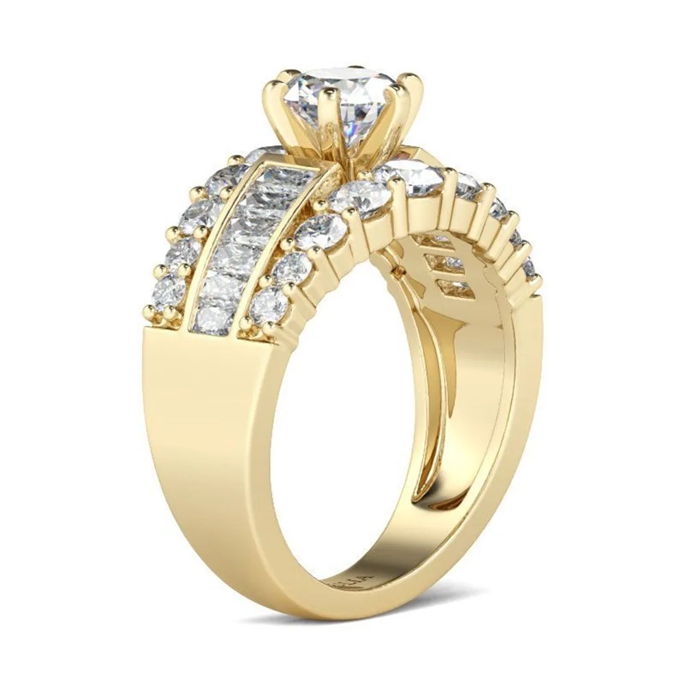 

Luxury yellow fashion noble gold color ring holiday anniversary gift woman engagement ring