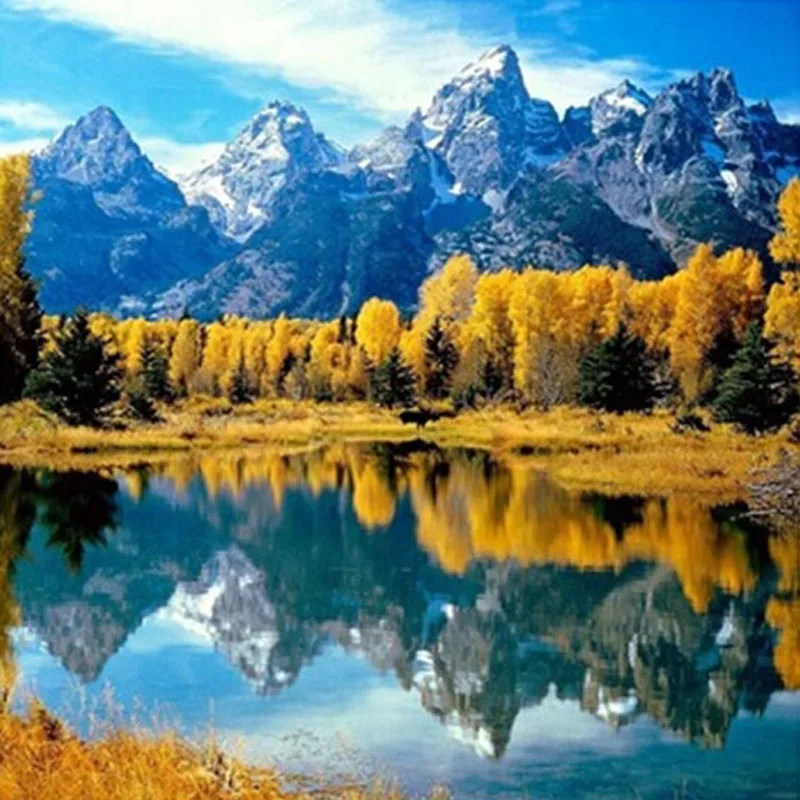 Needlework Wall arts full Landscape Scenery 3d Diy Diamond Painting Cross Stitch Lake Ablaze Diamond Embroidery Home Decoration