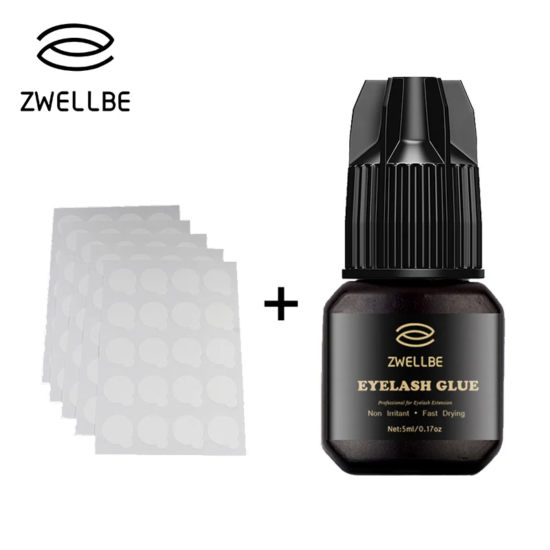 

5ml Eyelash Extension Glue + 100 pcs / 5 sheets Fast Drying Eyelashes Glue Professional Black Adhesive Retention 5-7 weeks