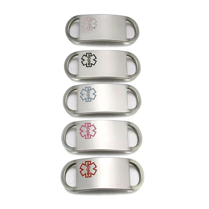 

10PCS/Lot High Polished Silver Tone Stainless Steel Medical Alert ID Plate Tag Plaque For Custom Make Bracelet