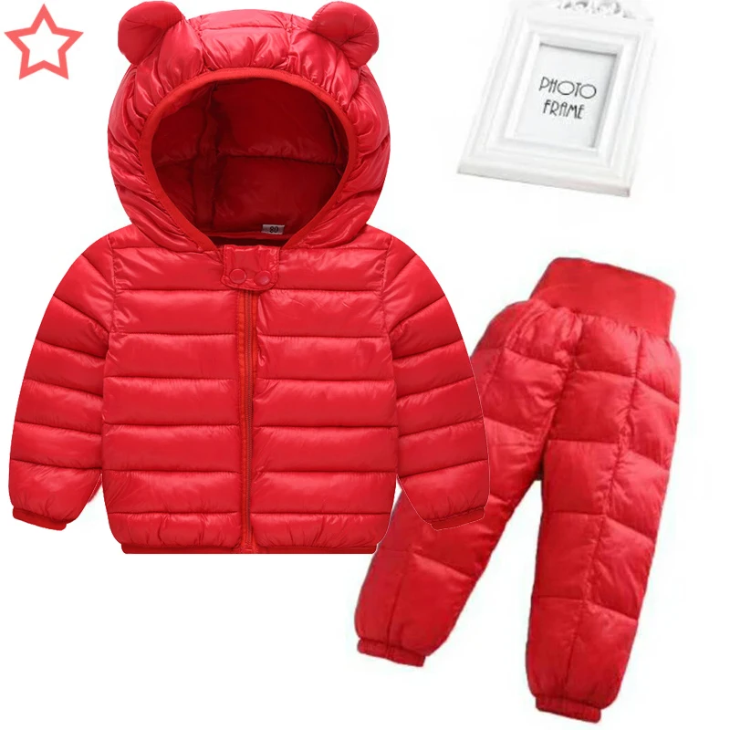 

Children boys girls warm 2pcs clothing set winter kids casual down parkas suits for baby girls kids thick tracksuits clothing