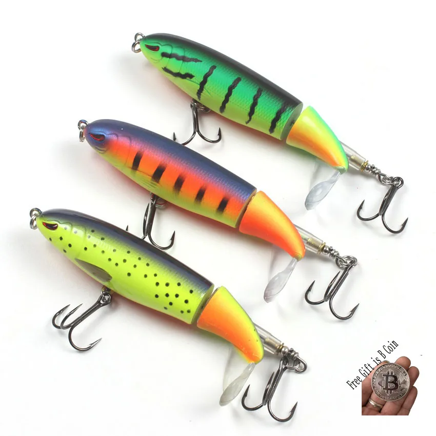 FDDL Ваппер Plopper 1 шт Рыбалка заманить 13g 90 мм Topwater вращающихся Хвост Крючки vmc
