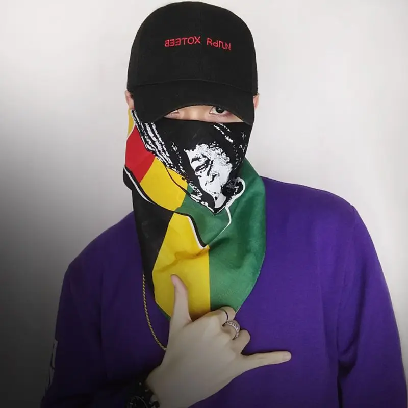 

Men Women Fashion Personality Print Headscarf Reggae Dollar Pattern Square Towel Multi-function Sunscreen Outdoor Mask Scarf