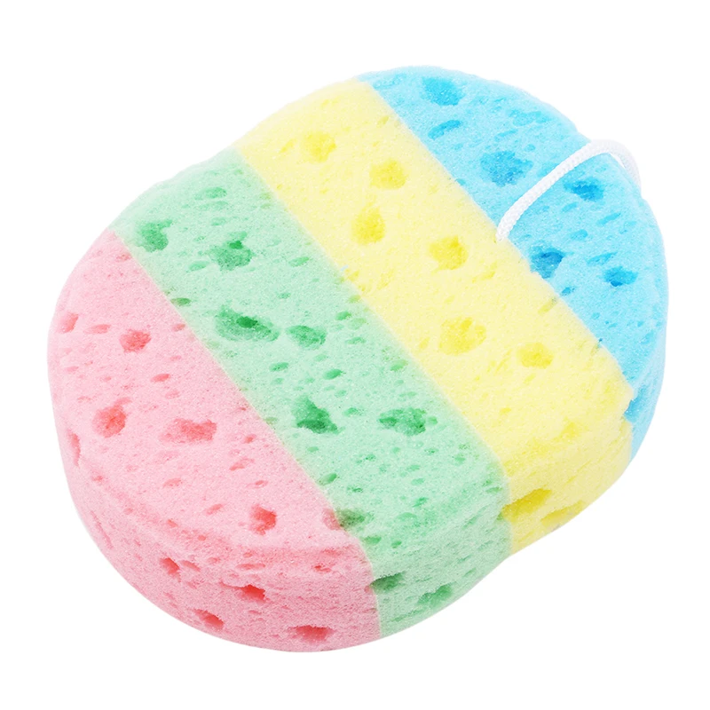 Colorful Oval Sponge Bath Body Shower Sponge Soft Hook For Hanging