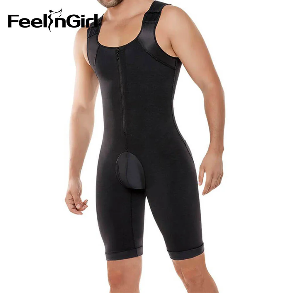 FeelinGirl Men Large Size Shapewear Boyshort With Zipper Adjustable