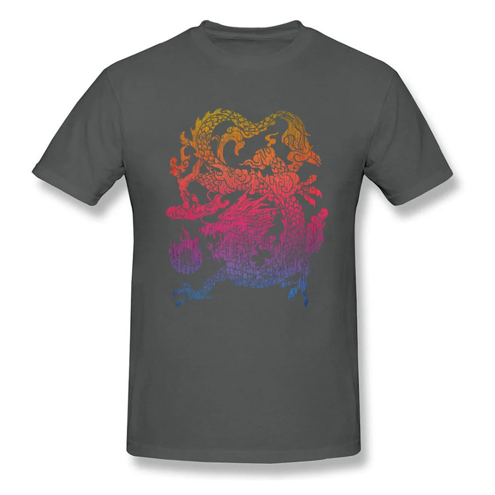 High Quality Printed Custom T-Shirt O Neck Pure Cotton Young Tees Short Sleeve Thanksgiving Day Custom Tops Shirts Chinese Dragon Eat The Sunset Colourful carbon