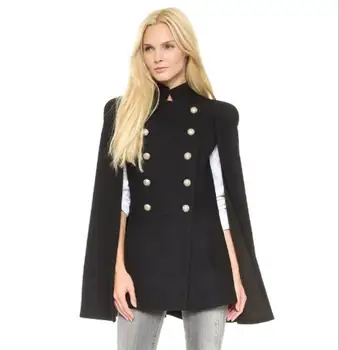 

2018 New Autumn Winter Woolen Coat park Womens Double Breasted Overcoat Slim Trench Lady Femininos Wool Poncho Cloak