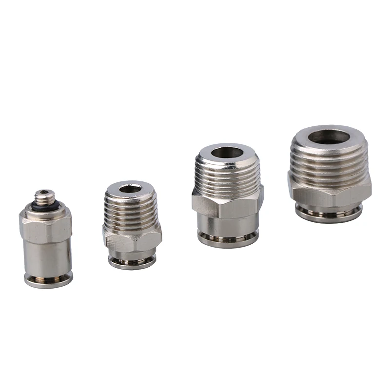 

PC4-01 Pneumatic Air Quick Connector Nickel Plated Brass 4mm to 1/8'' BSP Male Thread Push Straight In Pipe Fitting