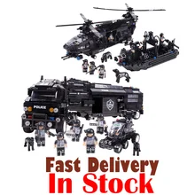 

SWAT Military City Police Combat Bus Ship Transport Aircraft Building Blocks Bricks Enlighten legoingly Toys For Children Boys
