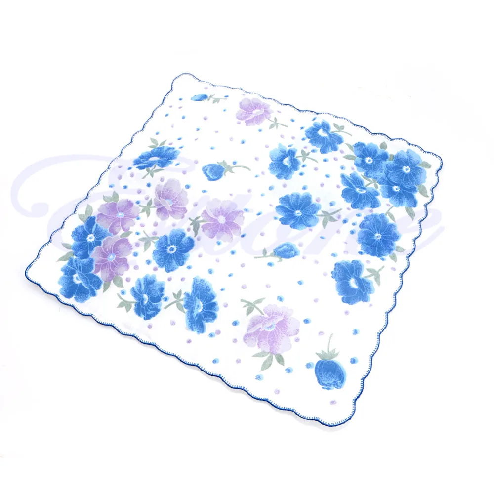  2018  M89C10Pcs/Set Floral Handkerchief 100% Cotton Made Soft Design Suitable for Any Age