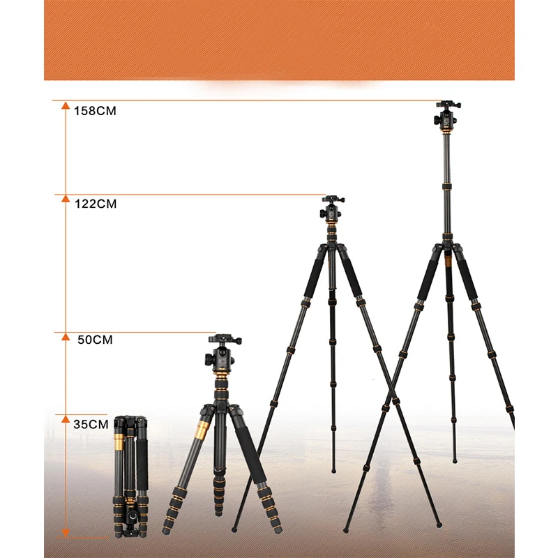 Легкий Портативный Q666C Профессиональный дорожный треножник для камеры Алюминий/штатив-тренога из углеволокна головка для цифровой Камера CD50