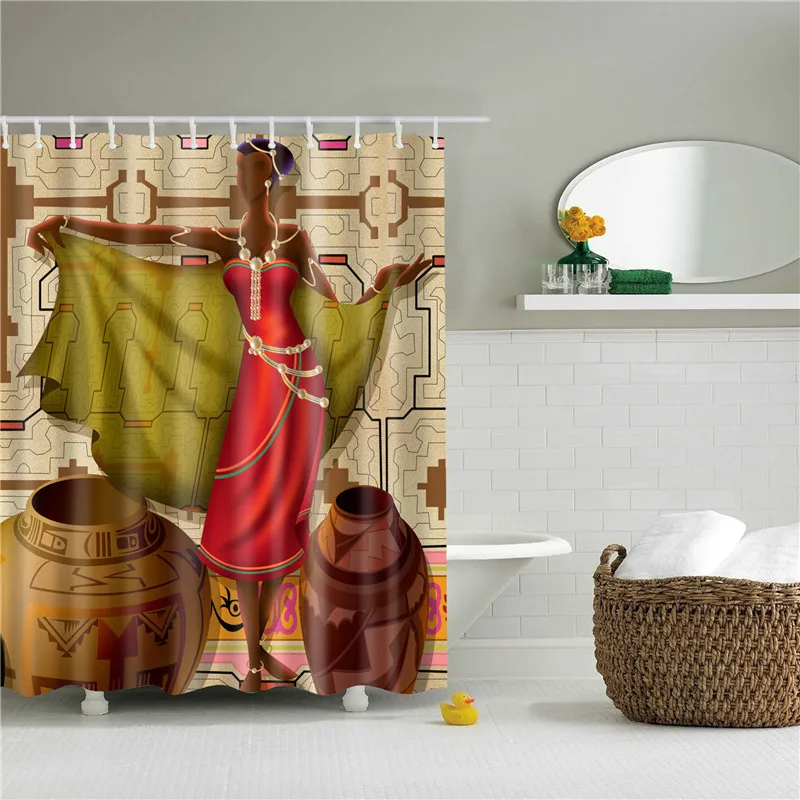Абстрактные африканские занавески для душа принты ткани шторы из полиэстера для ванной водонепроницаемый занавески для ванных комнат крючки украшения - Цвет: TZ170473