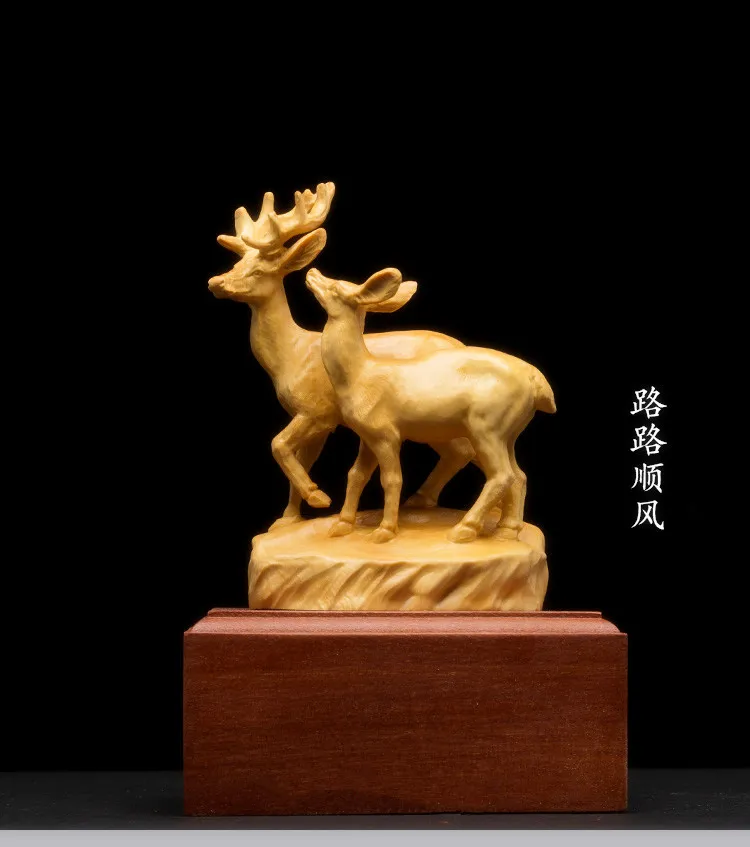 

Boxwood carved home office decoration hand pieces carved handicrafts gifts elk wipes table top ornaments double gifts craftsmen.