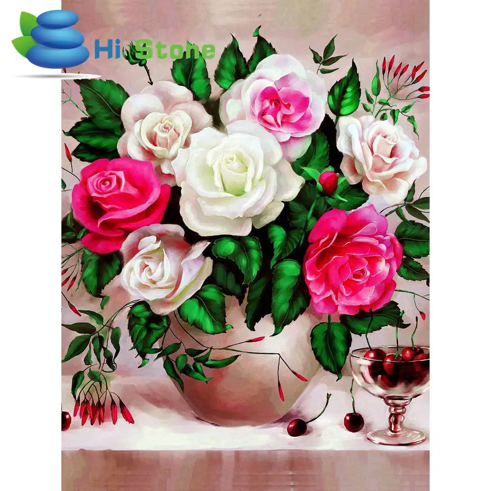 Алмазная вышивка цветы ваза DIY картина, вышитая бисером полный Круглые Стекло Алмазная мозаика fyrp-0025 70793