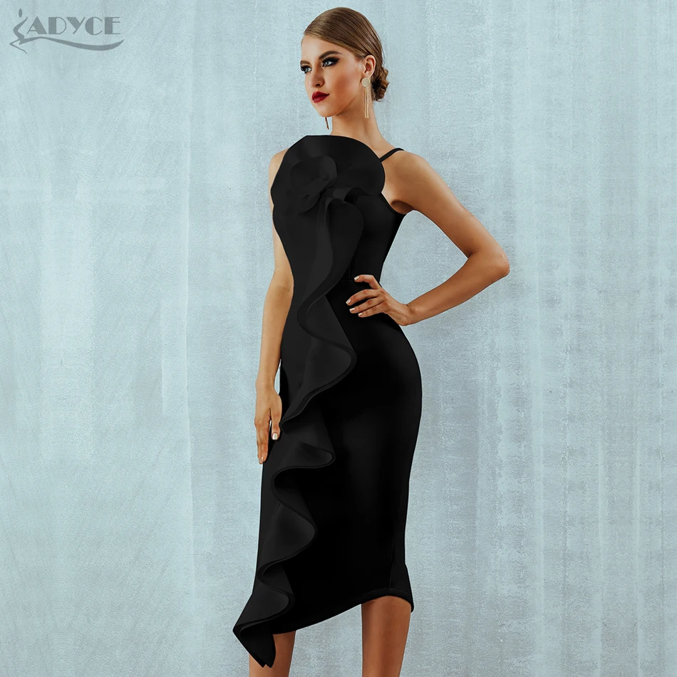 Женское вечернее платье ADYCE, облегающее платье с оборками без рукавов, черный платье в стиле звезд, для клуба, для лета