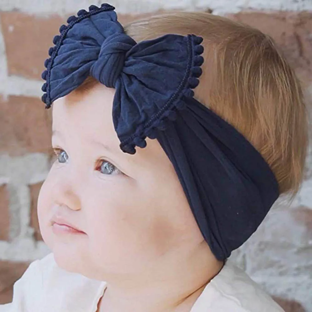 1Pc Wide Bows Nylon Headbands Baby Girls Soft Elastic Nylon Head Bands