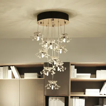 

Restaurant crystal LED chandelier creative flower art living room fashion bar aisle stairs luminaire lamps ZS503750