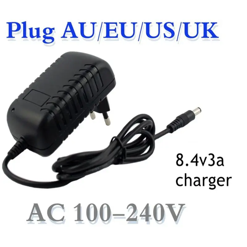

best price 8.4V 3A * 5.5 * 2.1mm AC DC power adapter charger adapter for 7.2V 7.4V 8.4V 18650 Li-Ion Li-po battery free shipping