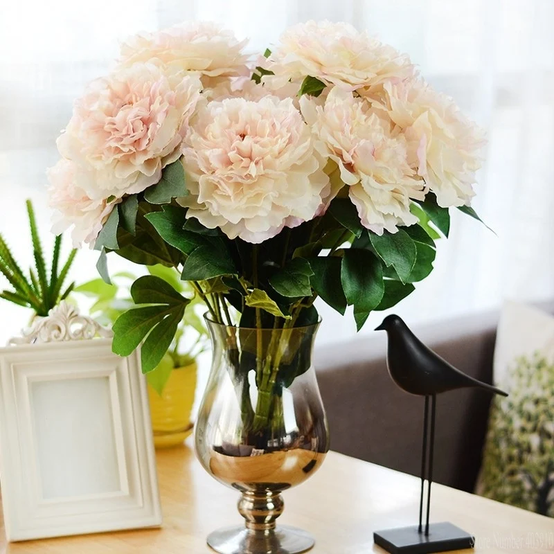 Artificial peonies European Fall Vivid 5 heads peony silk flower real