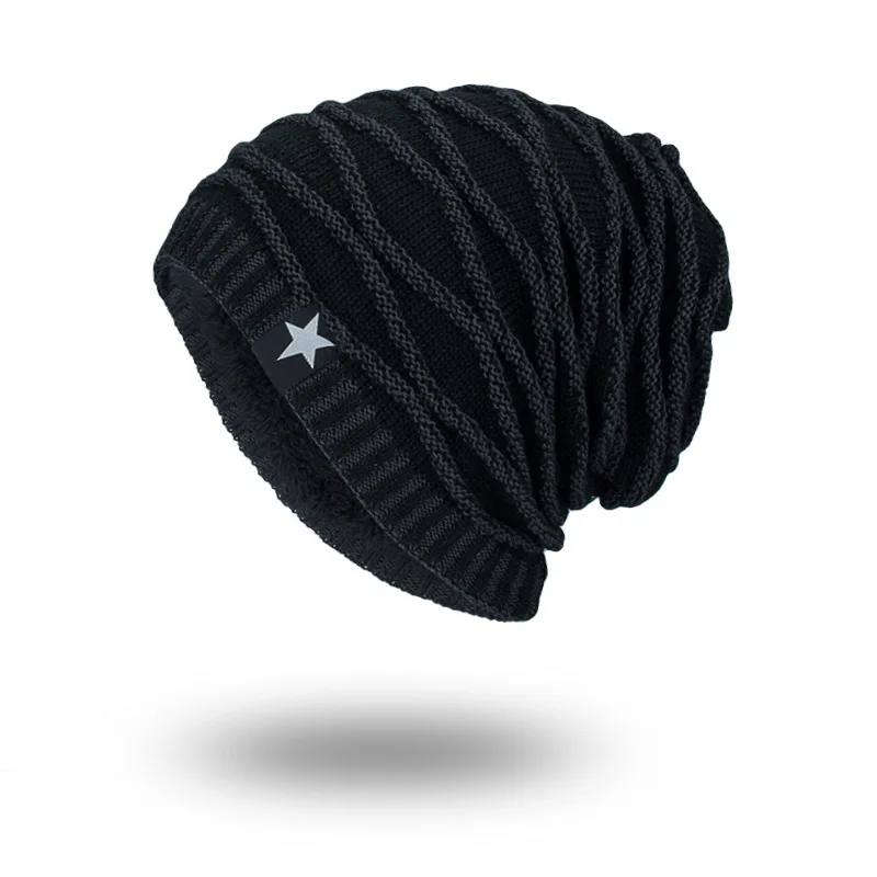 Повседневные мужские шапки Skullies& Beanies, зимние уличные утолщенные вязаные шапки, простая дикая черная красная винная шапка для мужчин, Chapeau Sombrero - Цвет: ZZWM067-2