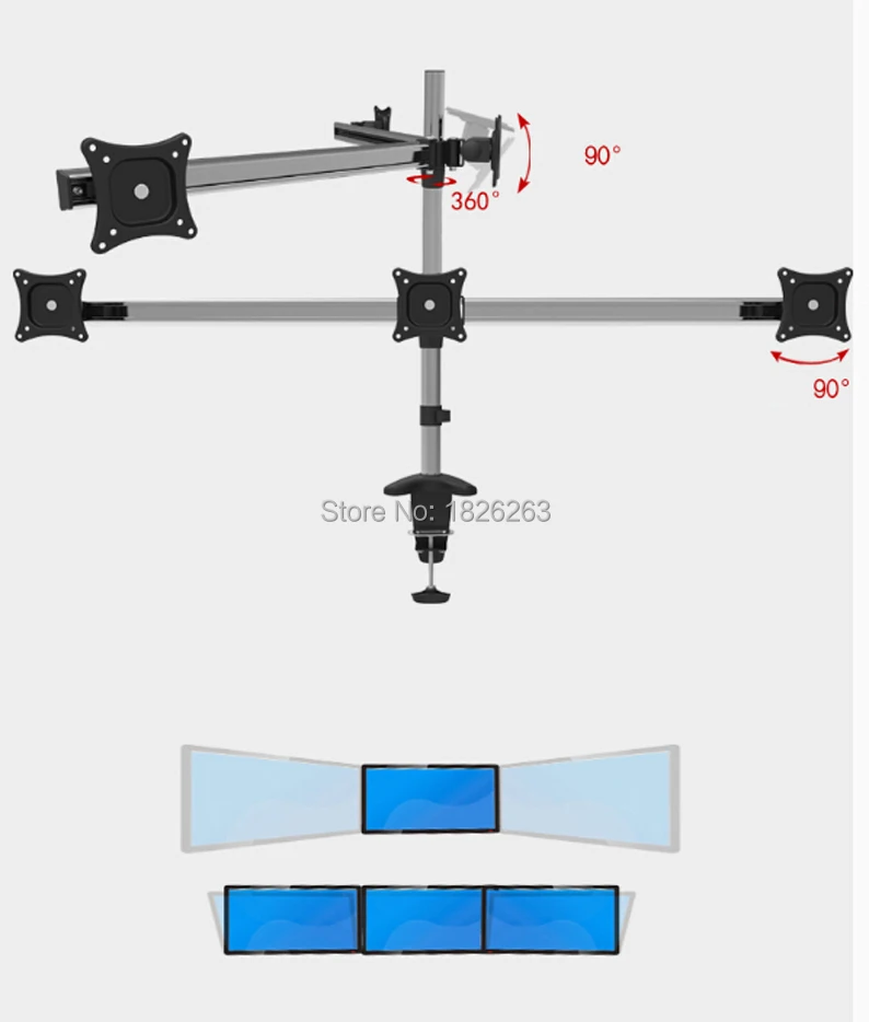1"-27" Полное движение вращающийся 6 экран ЖК-телевизор крепление Гибкая настольная подставка для монитора зажимной кронштейн