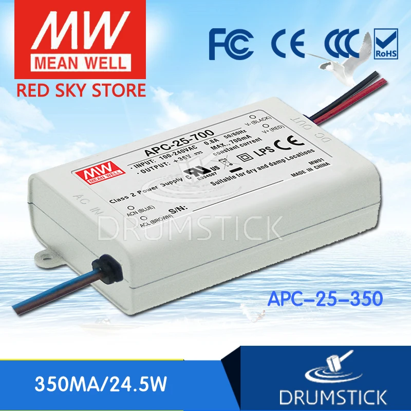 

MEAN WELL APC-25-350 70V 350mA meanwell APC-25 70V 24.5W Single Output LED Switching Power Supply