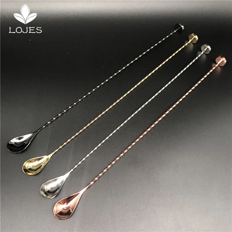 

New 400mm Stainless Steel Threaded Bar Spoon Swizzle Stick Coffee Cocktail Mojito Wine Spoons Barware Bartender Tools