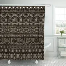 Тканевая занавеска с крючками для душа коричневый Африканский Племенной абстрактный геометрический племя винтажный художественный ацтекский цвет темный декор для ванной комнаты