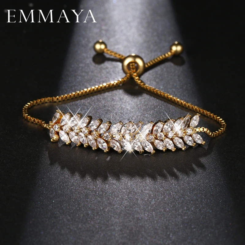 

EMMAYA Top Quality Sparkling Cubic Zirconia Marquise Cut CZ Zircon Bracelets Adjustable for Women