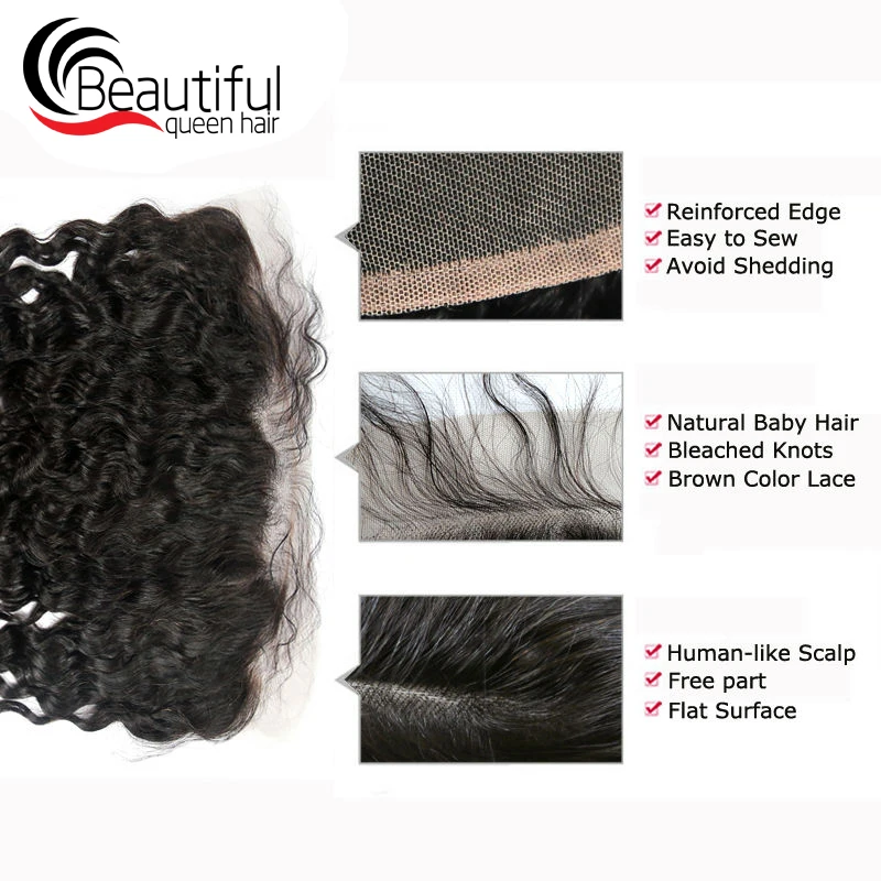 13x6 Lace Frontal Brazilian Deep Wave Virgin Hair Natural hairline Free Part Swiss Lace