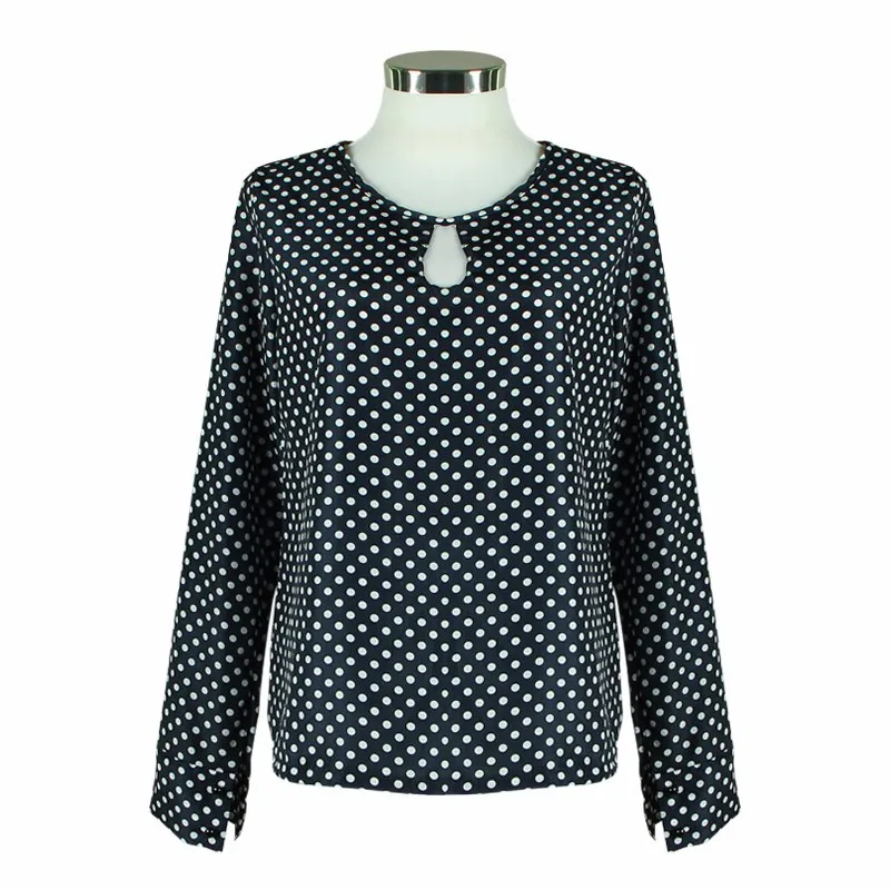 

Plus Size Blusas Femininas Blusa Polka Dot Vintage Chiffon Ladies Blouse Tops Long Sleeve Women Shirt Blouses