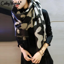 

Cathy Woods Winter Scarf for Women Brand Cashmere Animal Leopard Printed Blanket Scarf Shawl Feminino Scarves and Stoles Foulard