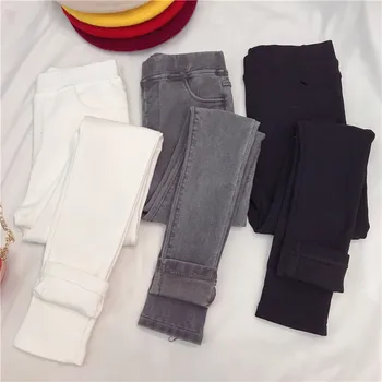 

New Spring New Korean Fashion Leisure and Tight Waist Ladies Retro Jeans Tall Elastic Sexy Tight Pants Black Thick Pencil Pants