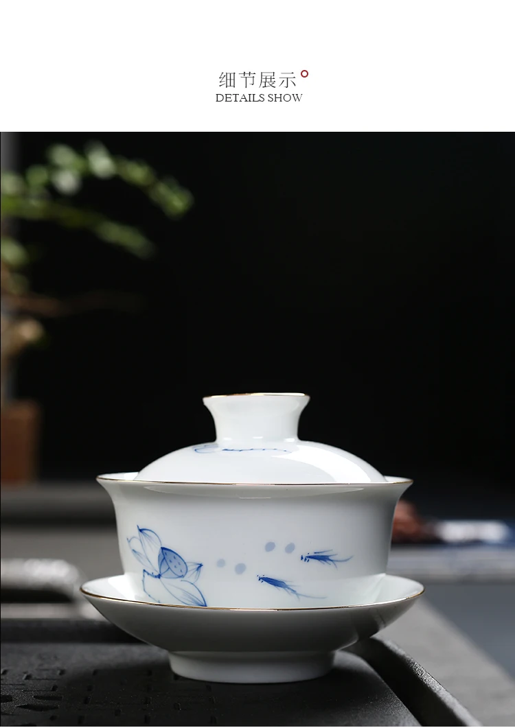 Весь набор белый фарфор Чайный набор кунг-фу Подарочная коробка изысканный расписанный вручную керамический чайник и чайные чашки свадебный подарок